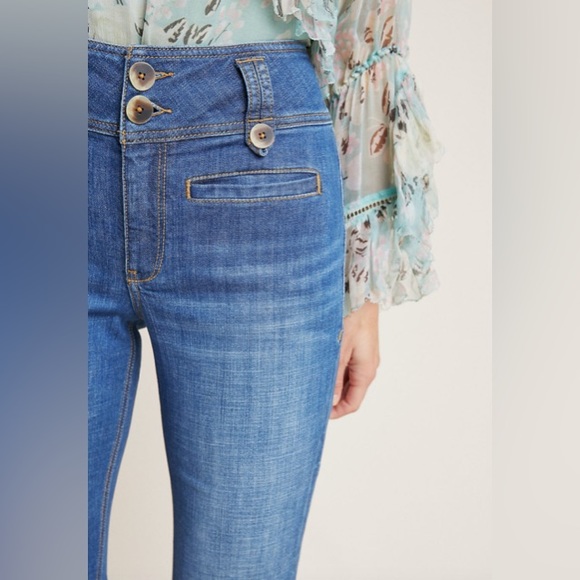 A+ ANTHROPOLOGIE Pilcro High-Rise Cropped Flare Self Belt Jeans - Plus Size 18W - Picture 4 of 15